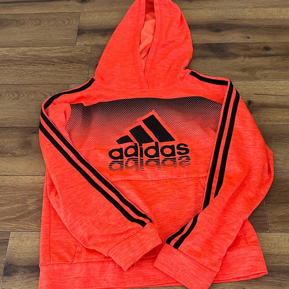 Adidas Vibrant Orange Hoodie with Black Accents